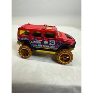 Hot‎ Wheels Red Hummer H2 Monster Truck Toy Car Gold Wheels Collectible